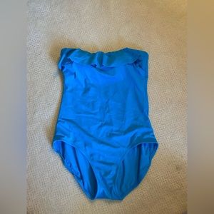 Jantzen Classics size 10 strapless swimsuit bright blue.